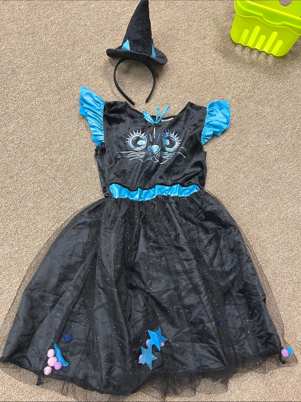 Black & Blue Kitty Witch Costume for Kids - Includes Hat